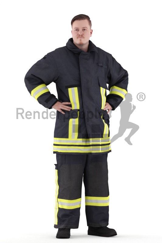 Scanned human 3D model by Renderpeople – fireworker, standing