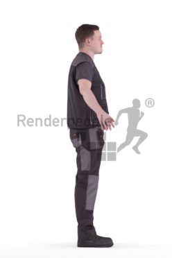 3d people construction, rigged man in A Pose