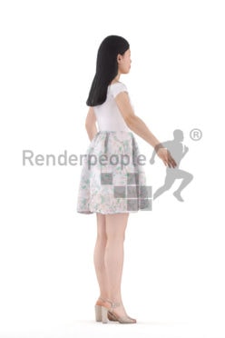 3d people casual, asian woman rigged