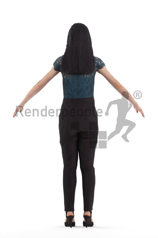 3d people business, asian woman rigged