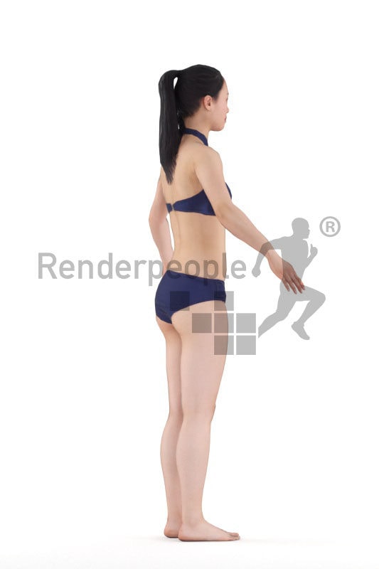 3d people beach/pool, rigged asian woman