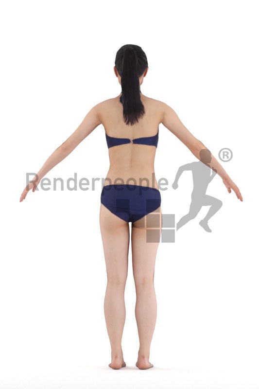 3d people beach/pool, rigged asian woman