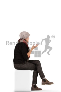 3d people casual, best ager woman calling somebody with her phone