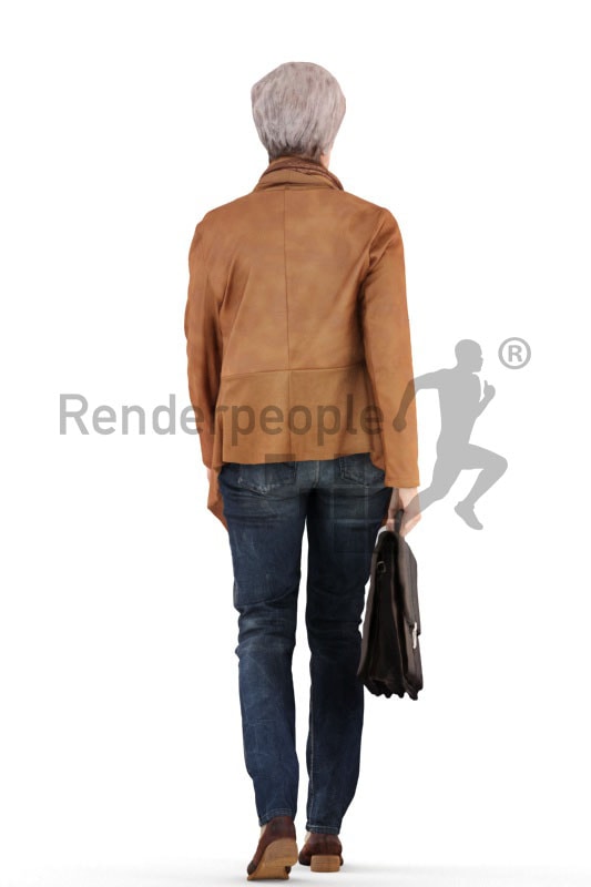 3d people casual, best ager white 3d woman walking
