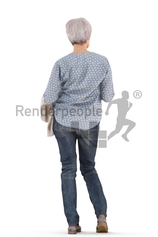 3d people casual, best ager white 3d woman standing debating