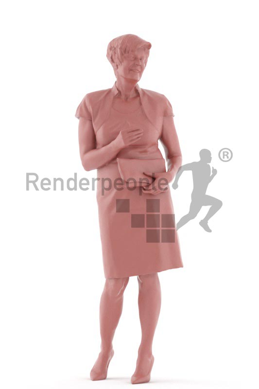 3d people evening, best ager white 3d woman standing talking