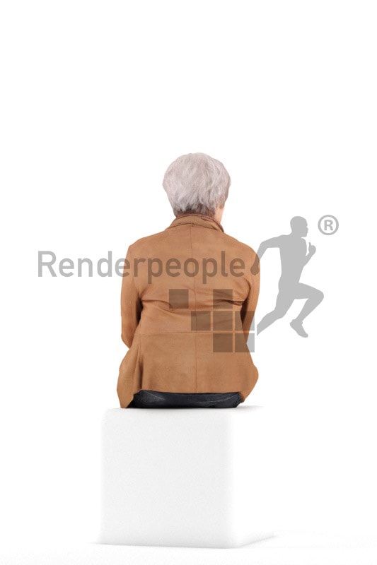 3d people casual, best ager white 3d woman sitting and paying