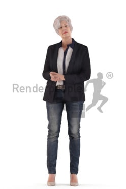 3d people business, best ager white 3d woman standing
