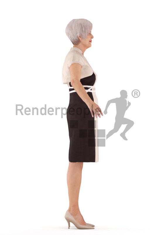 3d people rigged, elderly woman standing in a-pose