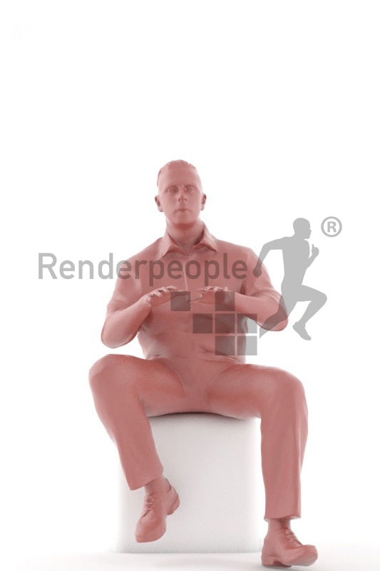 3d people business, white 3d man sitting and typing
