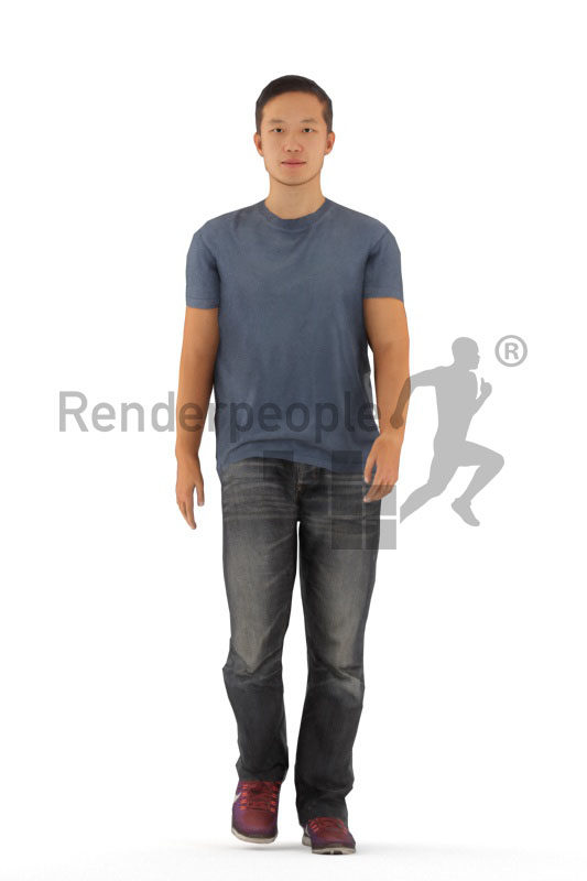Animated 3D People model for Unreal Engine and Unity – asian male in casual look, walking