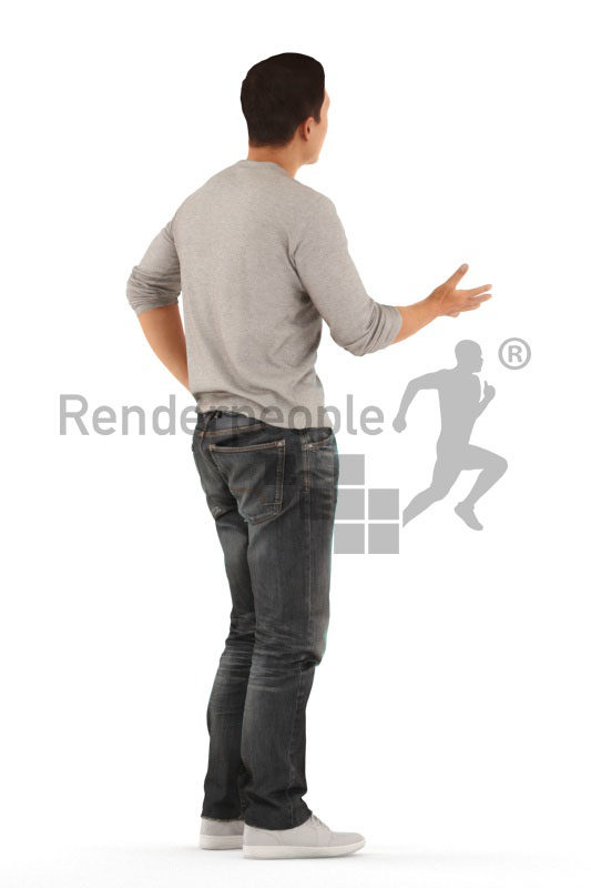 3D People model for 3ds Max and Blender – asian man in daily outfit, communicating, discussing