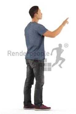 Scanned human 3D model by Renderpeople – asian man in daily outfit, pointing on something