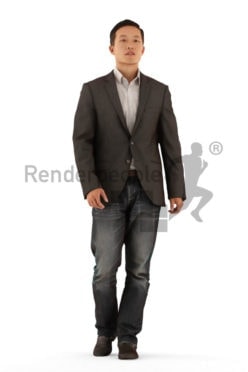 3D People model for 3ds Max and Sketch Up – asian male walking in business suit