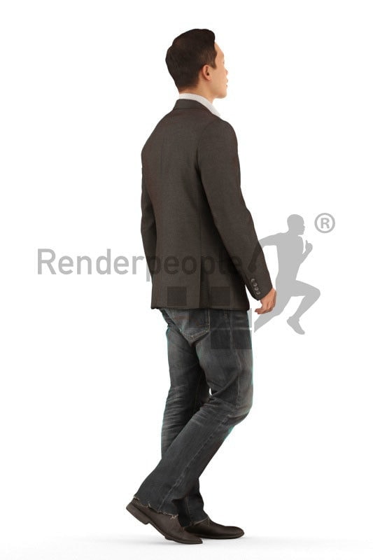 3D People model for 3ds Max and Sketch Up – asian male walking in business suit