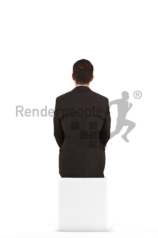 3D People model for 3ds Max and Blender – asian male in office look, sitting