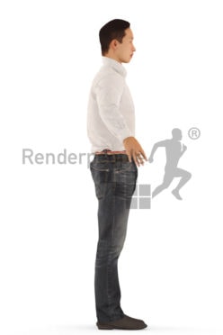 3d people business, rigged asian man in A Pose