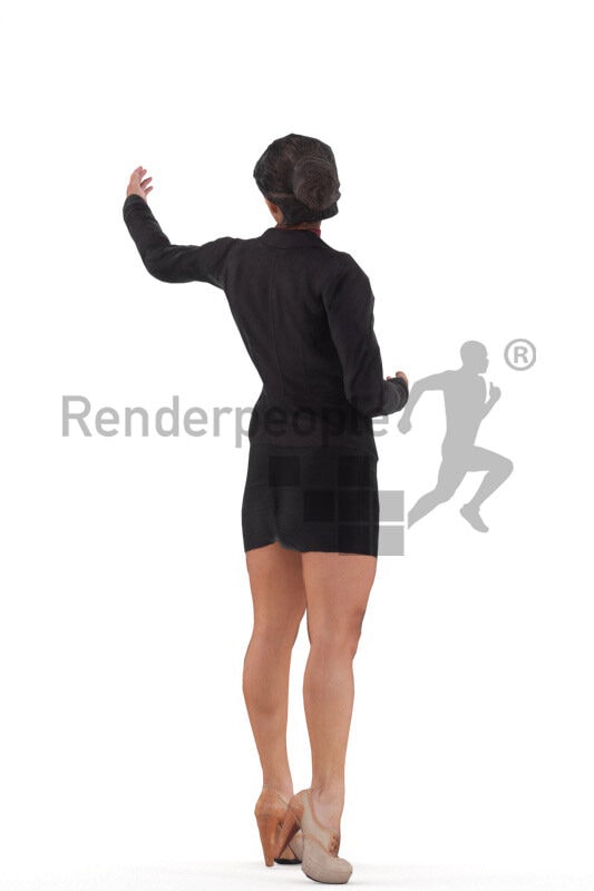 3D People model for animations – hispanic woman in business blazer and skirt, presenting