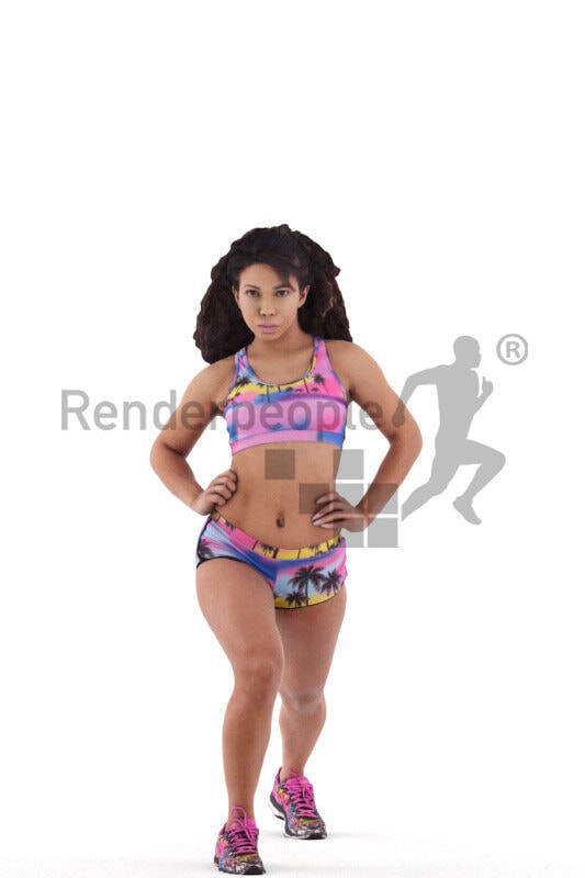 3D People model for 3ds Max and Maya – young latina in leger sports outfit, doing sports