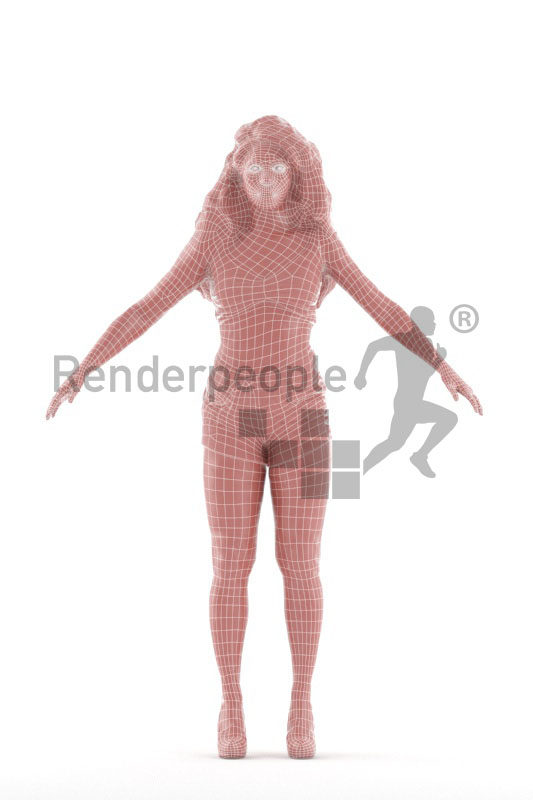 Rigged 3D People model for Maya and 3ds Max – black woman in casual summer clothes