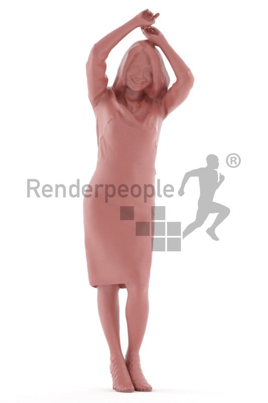 Photorealistic 3D People model by Renderpeople – asian woman in event dress, dancing