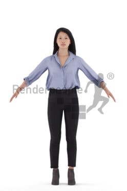 3d people smart casual, 3d asian woman rigged