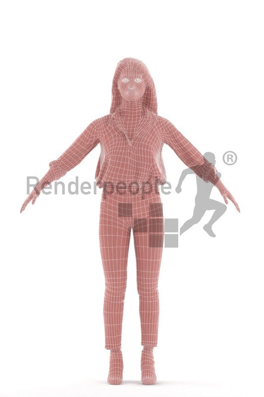 3d people smart casual, 3d asian woman rigged