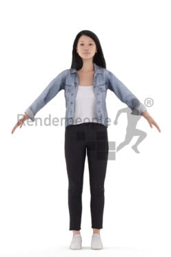 Rigged 3D People model for Maya and 3ds Max – asian woman in daily outfit, casual