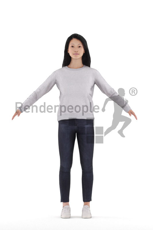 Rigged 3D People model for Maya and 3ds Max – Asian woman with casual clothes