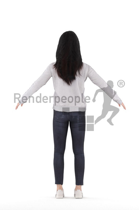 Rigged 3D People model for Maya and 3ds Max – Asian woman with casual clothes