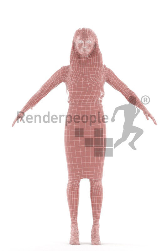 Rigged human 3D model by Renderpeople – asian female in business look
