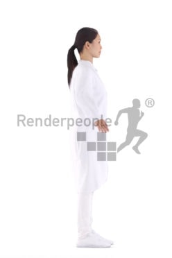 Rigged 3D People model for Maya and Cinema 4D – Asian woman in white coat