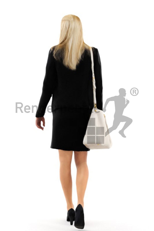 3d people shopping, white blond 3d woman carrying a purse