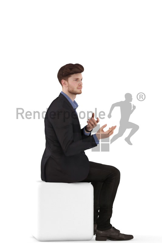 3d people business, jung man sitting and arguing