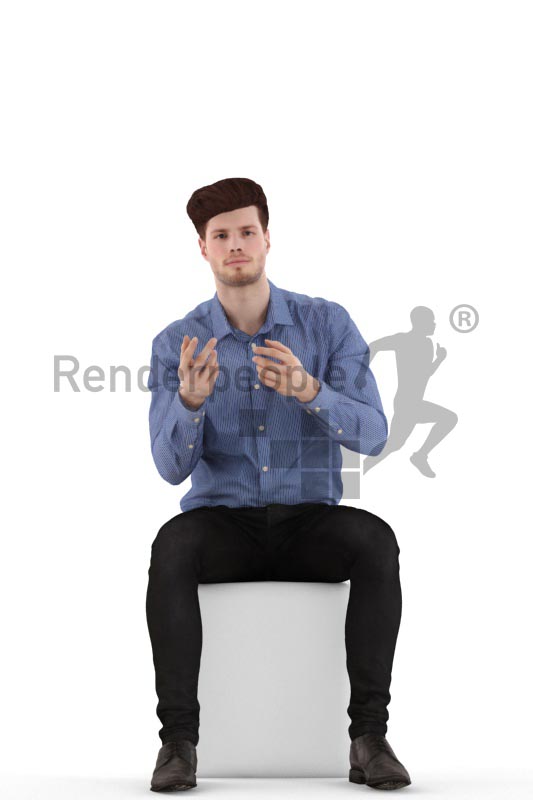 3d people business, young man sitting and arguing