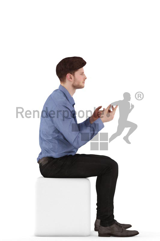 3d people business, young man sitting and arguing