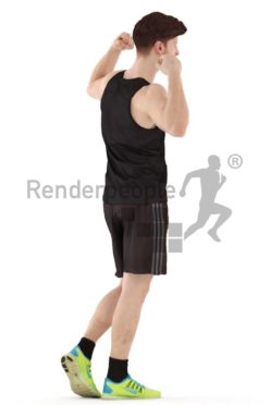 3d people sports, young man standing and posing