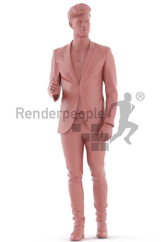 3d people event, man walking and holding a glass