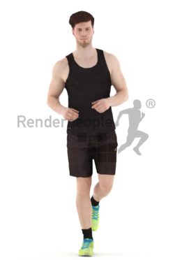 3d people sports, jung man running