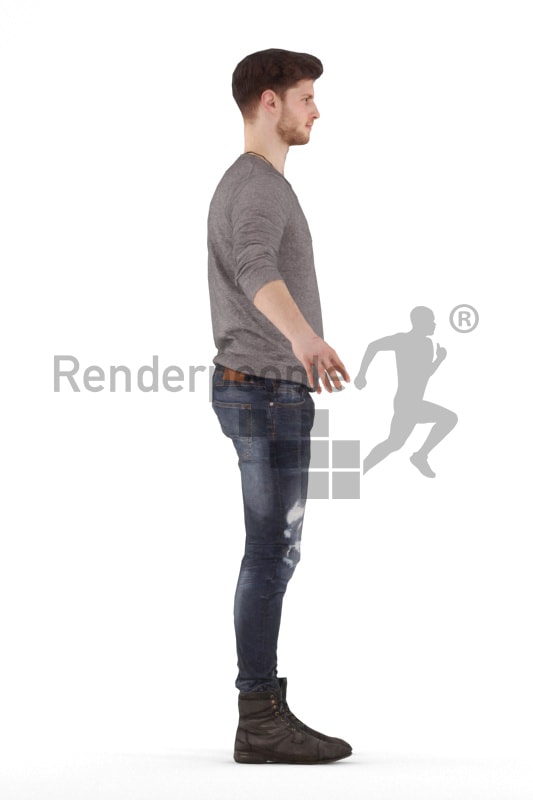 3d people casual, rigged man in A Pose