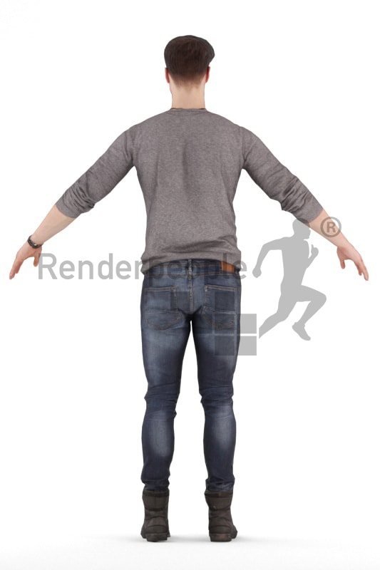 3d people casual, rigged man in A Pose