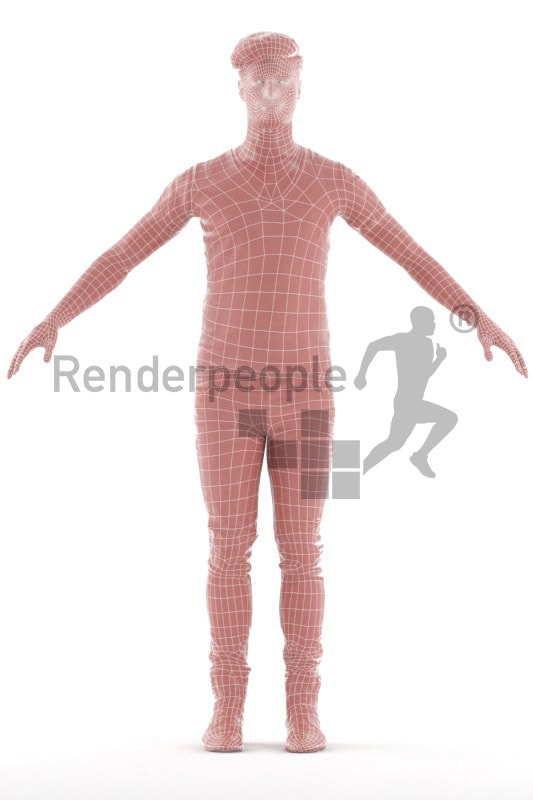 3d people casual, rigged young man in A Pose