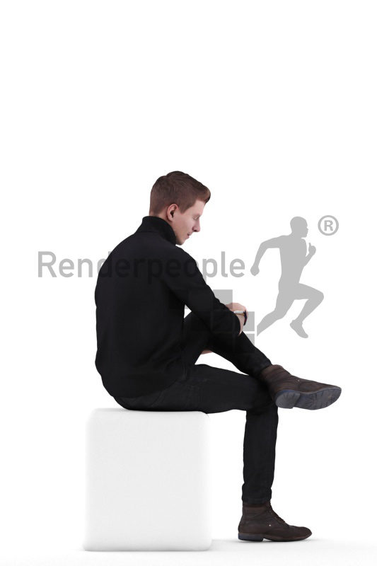 3d people casual, 3d white man sitting