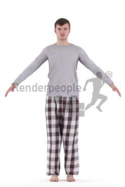 3d people sleepwear, white 3d man rigged