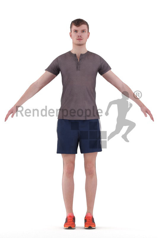 Rigged human 3D model by Renderpeople – white man in sports clothing
