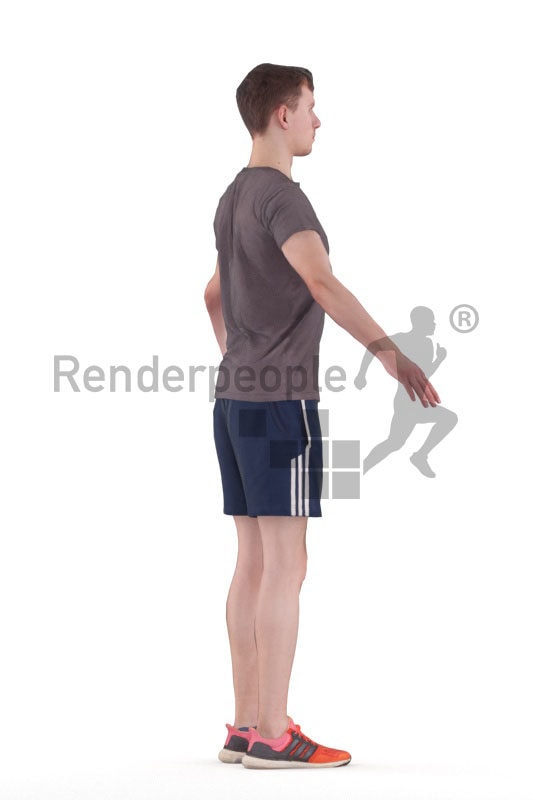 Rigged human 3D model by Renderpeople – white man in sports clothing