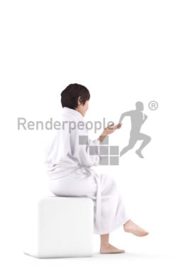 3D People model for 3ds Max and Cinema 4D – asian woman in bathrobe, spa, swimmwear, sitting and communicating