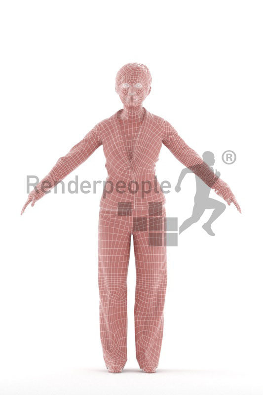 Rigged and retopologized 3D People model – asian woman in business clothes