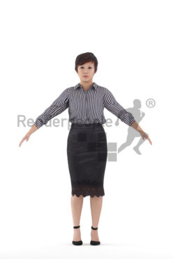 Rigged 3D People model for Maya and Cinema 4D, asian woman, event
