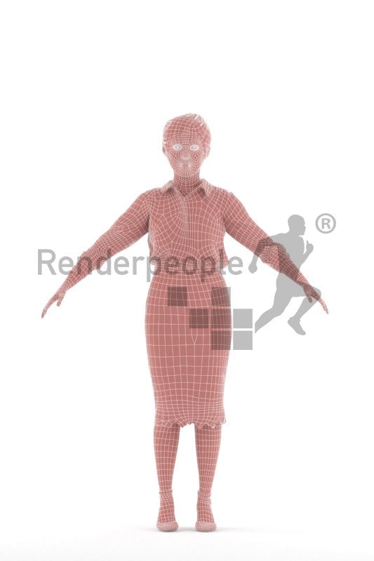 Rigged 3D People model for Maya and Cinema 4D, asian woman, event